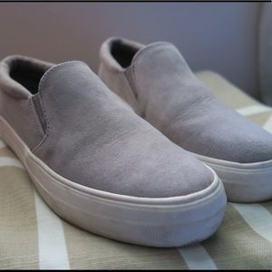 Platform grey slip on shoes